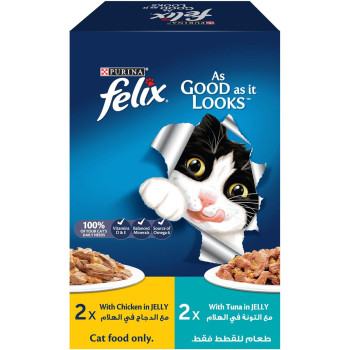 Purina Felix Adult Chicken and Tuna Wet Cat Food 85 g x 4pcs x 5 pack