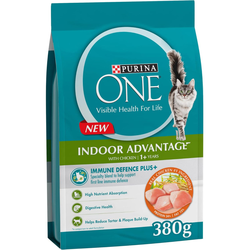 Purina One Indoor Advantage Chicken Cat Dry Food 380 g x 5 pack