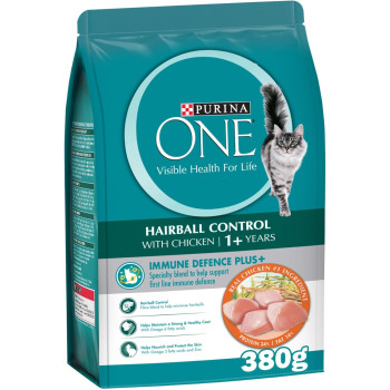 Purina One Hairball Control with Chicken Cat Dry Food 380 g x 6 pack