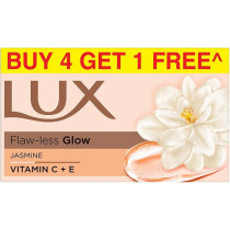 LUX Velvet Glow, Jasmine And Vitamin E Bathing Soap, For Glowing Skik Beauty Soaps, Pack Of 4 get 1Free x 150 g