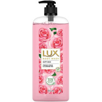 LUX Body Wash Soft Skin French Rose And Almond Oil Super Saver XL Pump Bottle with Long Lasting Fragrance, Glycerine, Paraben Free, Extra Foam, 750 ml