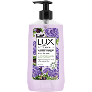 LUX Botanicals Perfumed Hand Wash, For All Skin Types, Fig Extract And Geranium Oil, Hygiene Properties To Effectively Wash Away Germs, 500ml