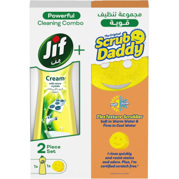 Jif Multipurpose Cleaning Cream For 100 Percentage Stain and Grease Removal, 500ml + Scrub Daddy Multipurpose Scratch-Free Scrubber, 1 Piece
