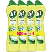 Jif Cream Cleaner, With Micro Crystals Technology, Lemon, Eliminates Grease, Burnt Food And Limescale Stains, Pack of 4 x 500ml Each