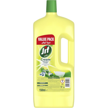 Jif Cream Cleaner, With Micro Crystals Technology, Lemon, Eliminates Grease, Burnt Food And Limescale Stains, 1500ml