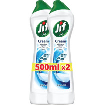 Jif Cream Cleaner, With Micro Crystals Technology, Original, Eliminates Grease, Burnt Food And Limescale Stains, Pack of 2 x 500ml Each