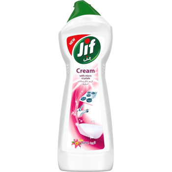 Jif Cream Cleaner, With Micro Crystals Technology, Rose, Eliminates Grease, Burnt Food And Limescale Stains 750ml