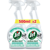 Jif Ultra Fast Cleaner Spray, For Smooth And Shiny Surfaces, Multi-Purpose, Fast And Easy Clean Just In 10 Seconds, Pack of 2 x 500ml Each