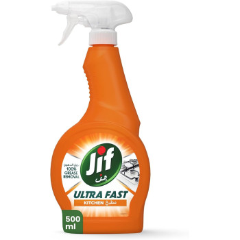 Jif Ultra Fast Cleaner Spray, Gives Smooth And Shiny Surfaces, For Kitchen, Fast And Easy Clean Just In 10 Seconds, 500ml