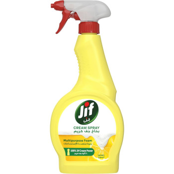 Jif Multi Purpose Cream Spray Cleaner, 100 Percentage Stain And Grease Removal, Lemon, Cream Power, 500ml
