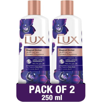 LUX Perfumed Body Wash, For All Skin Types, Magical Orchid, 24 Hours Long Lasting Fragrance, Pack 2 x 250ml Each