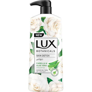 LUX Botanicals Perfumed Body Wash, Skin Detox, Camelia And Aloe Vera, With 100 Percentage Natural Extracts Suitable For All Skin Types, 700ml