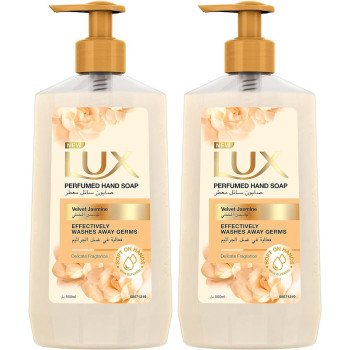 LUX Perfumed Liquid Hand Wash, For All Skin Types, Velvet Jasmine, Glycerin Enriched Liquid Soap, Pack of 2 x 500ml Each