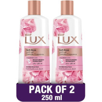 LUX Perfumed Body Wash, For All Skin Types, Soft Rose, Moisturising Ingredients, Pack of 2x 250ml Each
