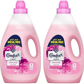 Comfort Liquid Fabric Softener Flora Soft, 2.9 Litre, Pack Of 2