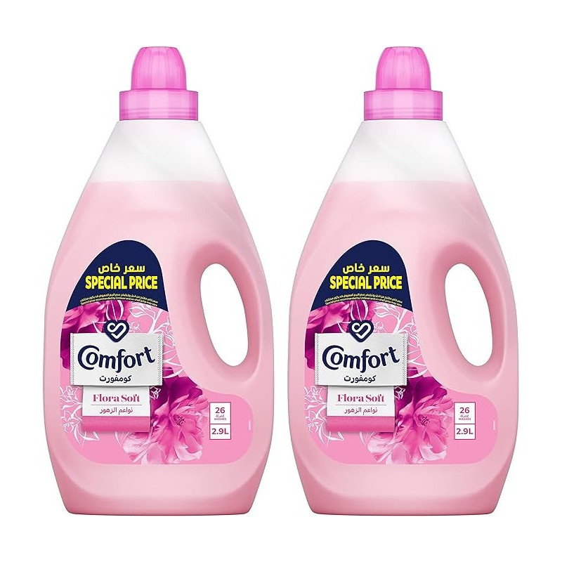Comfort Liquid Fabric Softener Flora Soft, 2.9 Litre, Pack Of 2