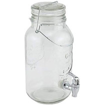 Lvook Glass Made Air Tight Clip Cap Beverage And Juice Dispenser With Attached Silver Tap By Home Cart, 3500 Ml