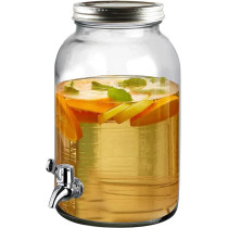 Feelings Glass Clear Beverage Dispenser With Tap, 3.25L, Silver Lid
