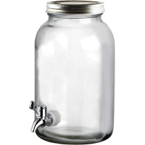 Feelings Glass Clear Beverage Dispenser With Tap, 3.25L, Silver Lid