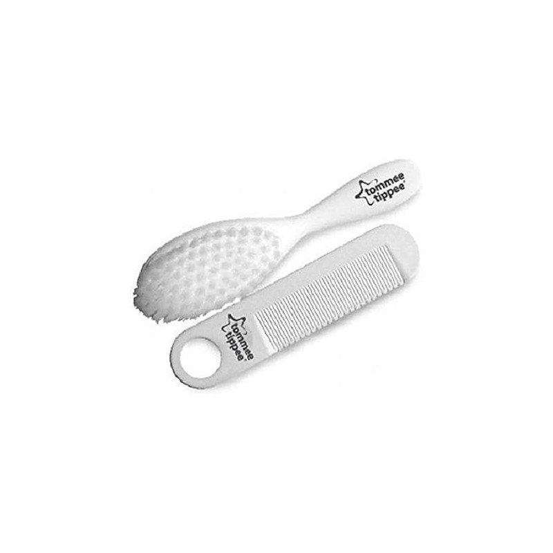 Tommee Tippee Brush And Comb Set Easy-Grip Handle, White