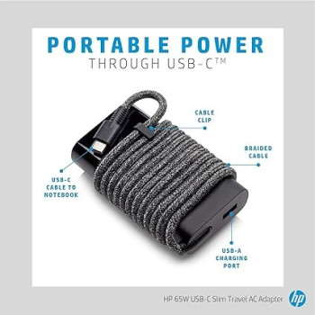 HP 65W Usb-C Power Adapter, UK Plug, Black