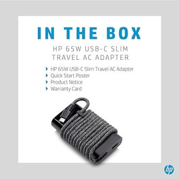 HP 65W Usb-C Power Adapter, UK Plug, Black