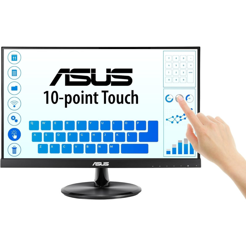 Asus VT229H Touch Monitor - 21.5 Inch FHD (1920x1080), 10-Point Touch, IPS, 178 Degree Wide Viewing Angle, Frameless, Low Blue Light, HDMI