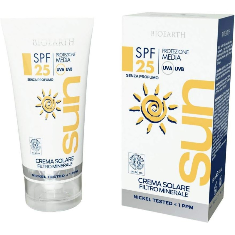 Bioearth Organic Sun Cream Mineral Sunscreen Spf25 150ml