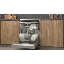 Ariston Dishwasher Freestanding, 14 Place Setting, 9 Programs, Inverter Motor With Turbo Washing And Static Dry Functions, 3D Zone Wash, Third Rack, Silent Dishwasher, Inox, LFC3C33WFXUK