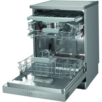 Ariston Dishwasher Freestanding, 14 Place Setting, 9 Programs, Inverter Motor With Turbo Washing And Static Dry Functions, 3D Zone Wash, Third Rack, Silent Dishwasher, Inox, LFC3C33WFXUK