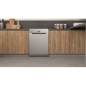 Ariston Dishwasher Freestanding, 14 Place Setting, 9 Programs, Inverter Motor With Turbo Washing And Static Dry Functions, 3D Zone Wash, Third Rack, Silent Dishwasher, Inox, LFC3C33WFXUK