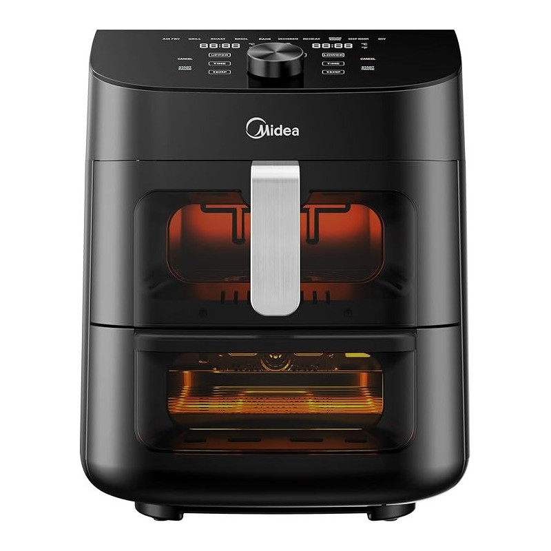 Midea Smart Air Fryer With Digital Touch Control, 11L Capacity With 2 Cooking Zone, See Through Window, Wi-Fi Connection, Healthy Cooking, Timer Up To 90 Mins Temperature Control 230 Degree, MAD-110D2APK