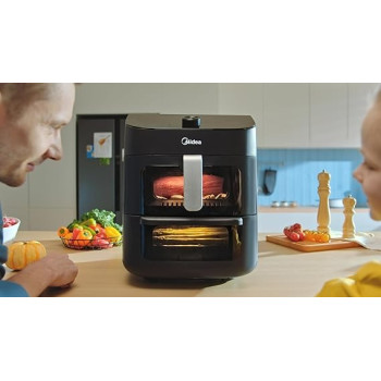 Midea Smart Air Fryer With Digital Touch Control, 11L Capacity With 2 Cooking Zone, See Through Window, Wi-Fi Connection, Healthy Cooking, Timer Up To 90 Mins Temperature Control 230 Degree, MAD-110D2APK