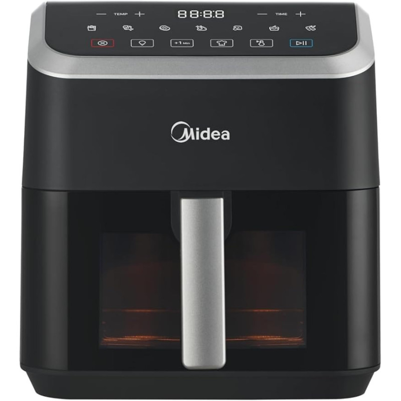 Midea Air Fryer With Digital Touch Control, 5L Capacity, X Cycloneair Technology, See Through Window, Frying, Grilling, Broiling, Roasting, Timer Up To 60 Mins Temperature Control 200 Degree, MAD-550F2APK