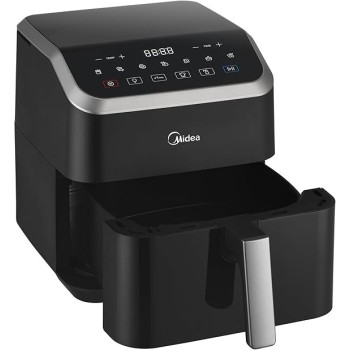 Midea Air Fryer With Digital Touch Control, 5L Capacity, X Cycloneair Technology, See Through Window, Frying, Grilling, Broiling, Roasting, Timer Up To 60 Mins Temperature Control 200 Degree, MAD-550F2APK
