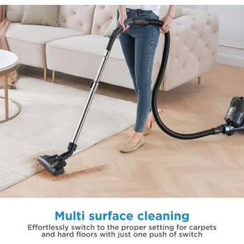 Midea Vacuum Cleaner 1800W Bagless Canister 2L Dust Capacity With Hepa Filter, Easy Emptying, 200W Suction Power, Washable Filter For Pet Hair, Carpet, Tile, Hard Floor, Black/Blue, MC08MEBU