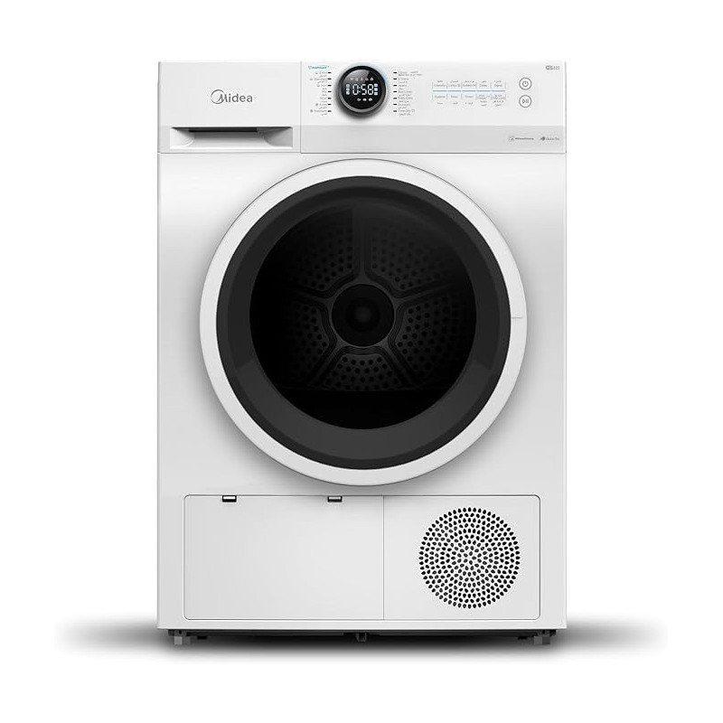 Midea 8KG Smart Front Load Condenser Dryer With Lunar Dial, 14 Wash Programs, Inverter Motor And Wrinkle Prevent, Sensor Dryer, Stronger Sanitization, Anti Crease And Quick Dry, White, MD200C80W/W-GCC