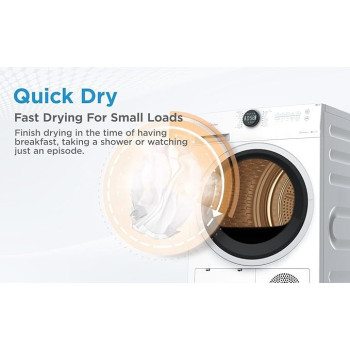 Midea 8KG Smart Front Load Condenser Dryer With Lunar Dial, 14 Wash Programs, Inverter Motor And Wrinkle Prevent, Sensor Dryer, Stronger Sanitization, Anti Crease And Quick Dry, White, MD200C80W/W-GCC
