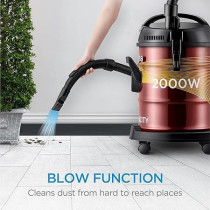 Midea Drum Vacuum Cleaner 2000 Watts, 21 Liters Ultra Large Tank Dust Capacity with Adjustable Tube, Removable And Washable Filter, Rug-Floor Nozzle, Blower Function, Best For Home And Office, MDVC21