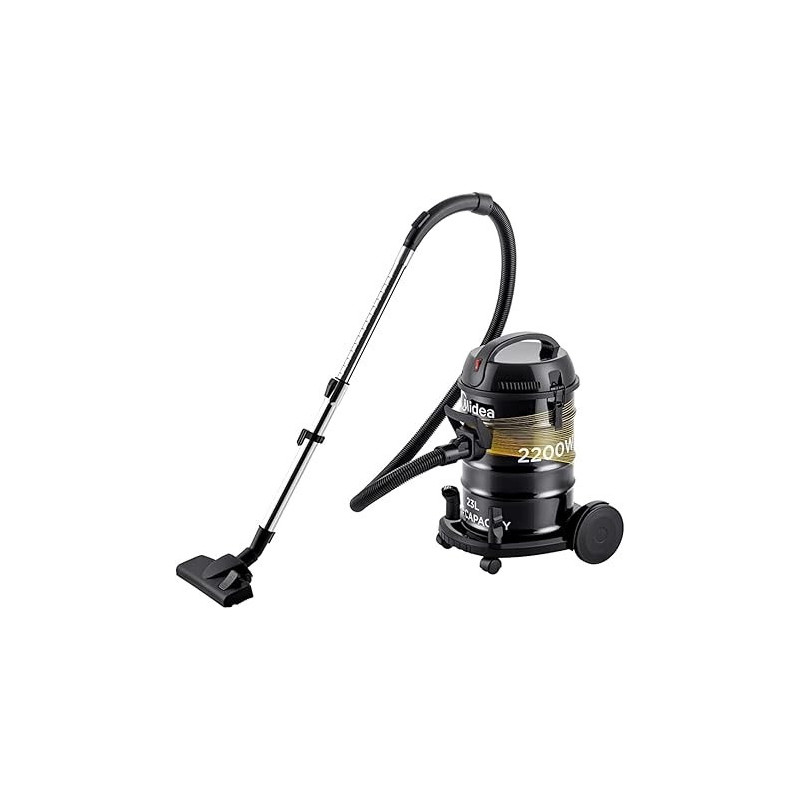 Midea Drum Vacuum Cleaner 2200 Watts, 23 Liters Ultra Large Tank Dust Capacity with Adjustable Tube, Removable And Washable Filter, Rug-Floor Nozzle, Blower Function, Best For Home And Office, MDVC23