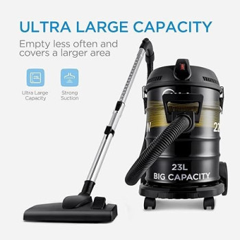 Midea Drum Vacuum Cleaner 2200 Watts, 23 Liters Ultra Large Tank Dust Capacity with Adjustable Tube, Removable And Washable Filter, Rug-Floor Nozzle, Blower Function, Best For Home And Office, MDVC23