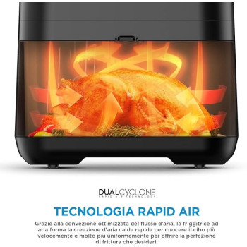 Midea XXL Air Fryer, 5.5 Litres, Oil Free, Fast Air Technology, Dual Cyclon, Energy Saving, 8 Functions, LED Display, 81 PDF Recipes, 100 Percentage Crispy, 1700 W, MF-CN55D2