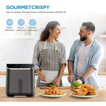 Midea XXL Air Fryer, 5.5 Litres, Oil Free, Fast Air Technology, Dual Cyclon, Energy Saving, 8 Functions, LED Display, 81 PDF Recipes, 100 Percentage Crispy, 1700 W, MF-CN55D2