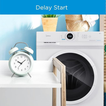 Midea 7KG Front Load Washing Machine with BLDC Inverter Motor, 1400 RPM, 15 Programs, Fully Automatic Washer with Lunar Dial, Integrated Digital Control-LED Display, Multiple Temperature, MF100W70BWGCC