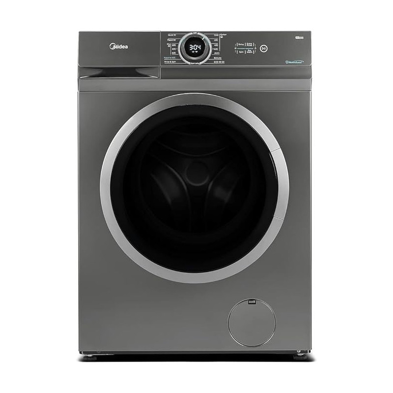 Midea 8KG Front Load Washing Machine With BLDC Inverter Motor, 1400 RPM, 15 Programs, Fully Automatic Washer with Lunar Dial, Integrated Digital Control-LED Display, Multiple Temperature, MF100W80BTGCC
