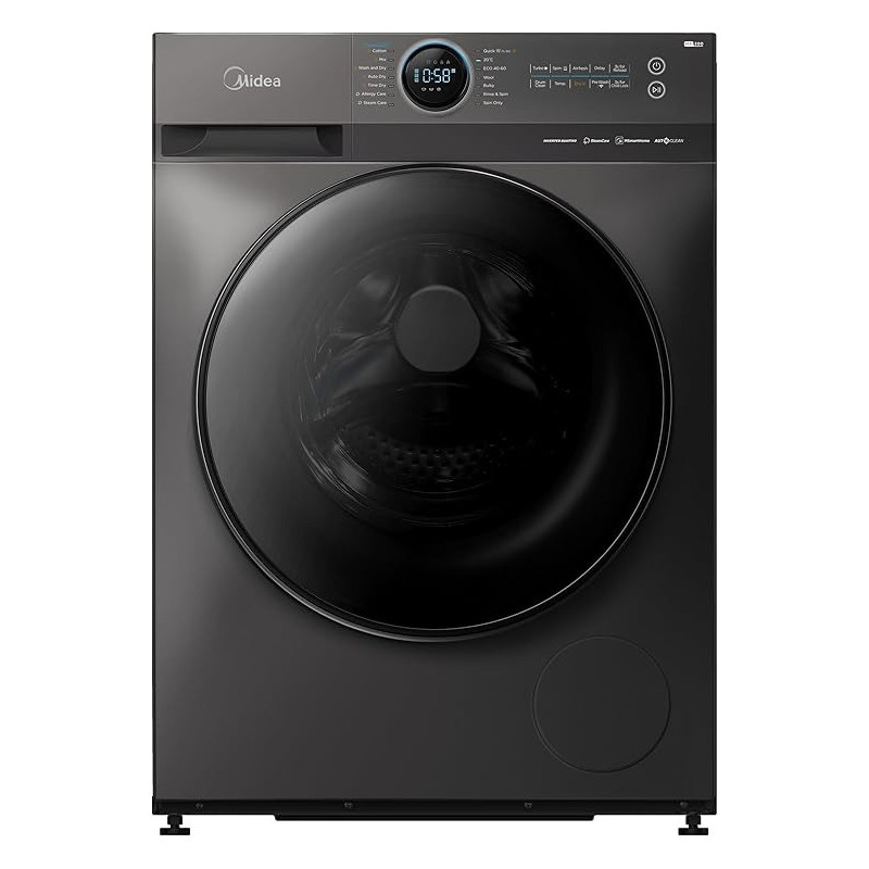 Midea 10KG Smart Washer Dryer with BLDC Inverter Motor, 1400 RPM, Fully Automatic Front Load Washing And Drying Combo Wi-Fi Machine, 16 Programs-Allergy/Steam Care/Auto Clean, Titanium, MF200D100WBTGCC