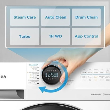 Midea 8/6 KG Smart Washer Dryer With BLDC Inverter Motor, 1400 RPM, Fully Automatic Front Load Washing And Drying Combo, 14 Programs-Quick Wash/Steam Care/Auto Clean, White, MF200D80WBW-GCC
