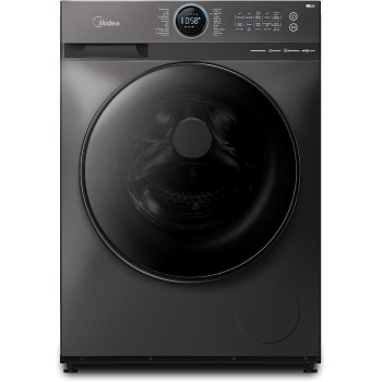 Midea 10KG Front Load Smart Washing Machine With Lunar Dial, 1400 RPM, 14 Programs, Fully Automatic Washer, Digital LED Display, BLDC Inverter, Steam Care, Wi-Fi Connectivity, Titanium, MF200W100WBTGCC