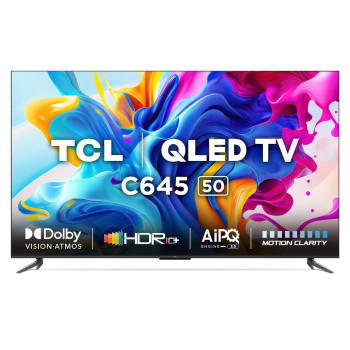 TCL 50 Inche 4K Ultra HD Smart Qled Google TV 50C645, Black