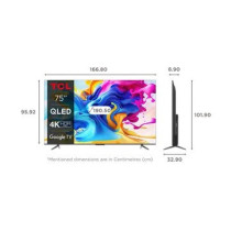 Tcl 75 Inch Qled 4K Ultra HD Google TV With Dolby Vision And Dolby Atmos, 2023, 75C645